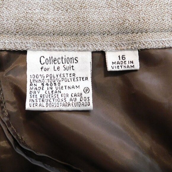 Le Suit Collections Womens 2 Piece Suit Size 16 Light Brown Jacket Pants - Picture 15 of 16